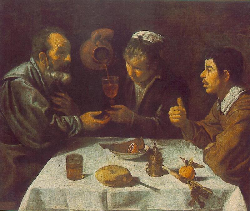 VELAZQUEZ, Diego Rodriguez de Silva y Peasants at the Table (El Almuerzo) r France oil painting art